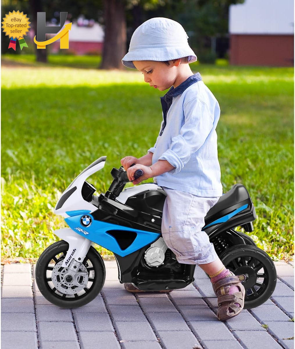Licensed BMW Kids Electric 3-Wheel Ride-On Motorcycle Toy for Boys & Girls, with