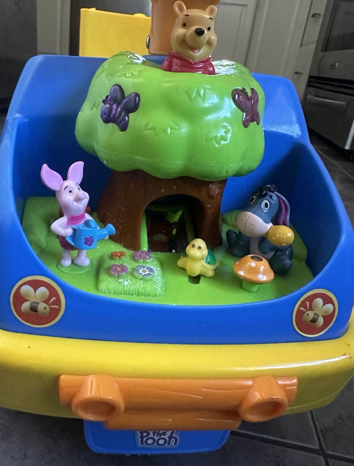 Kiddieland Winnie The Pooh Ride On Toy With Push Handle