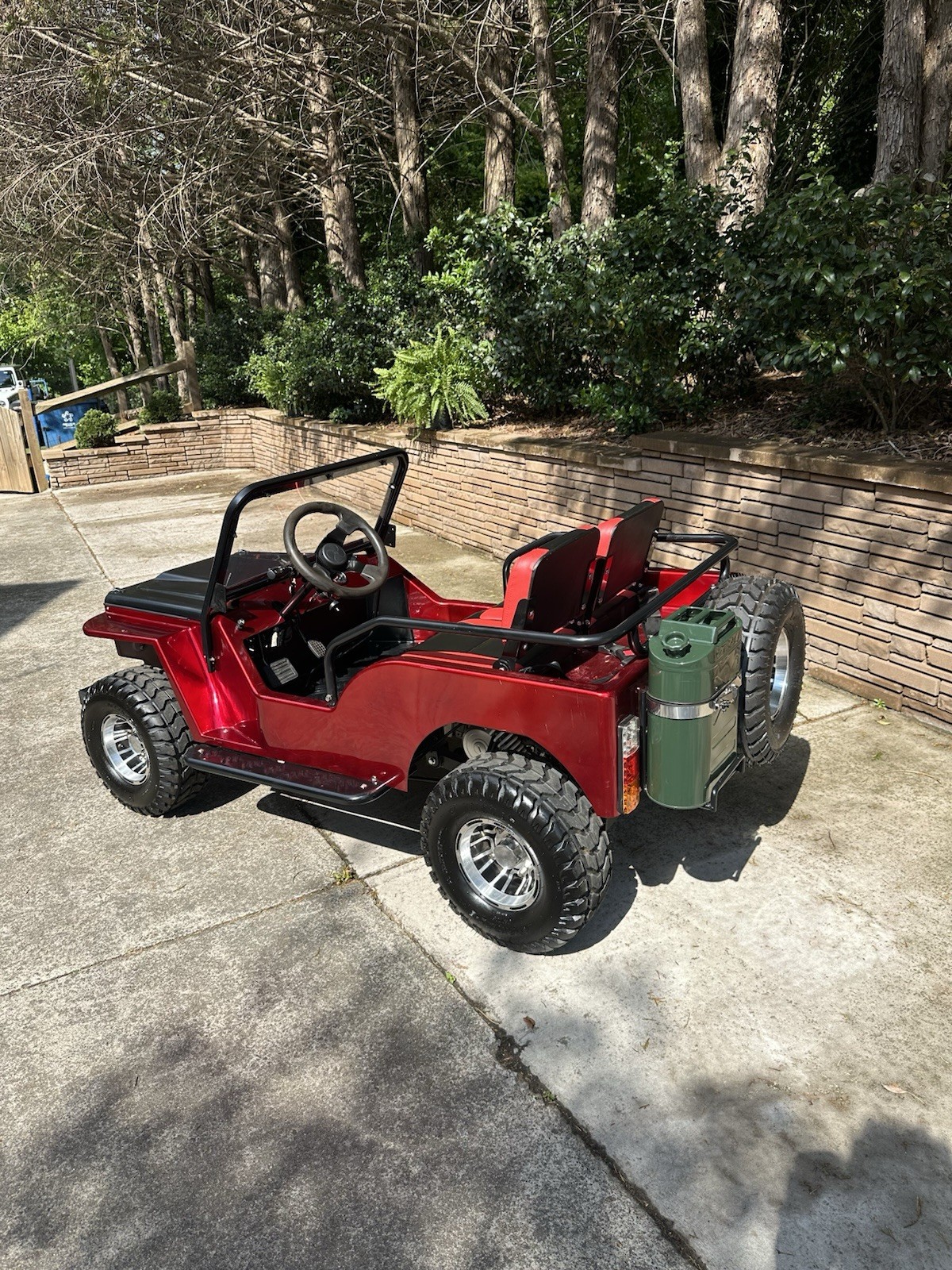 Red Gas power Operated Ride-On Jeep, Two Seats, Off-Road Tires, Used, Top 40 Mph