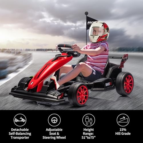 GarveeLife 24V Electric Drift Kart for Kids, Ride Car with Adjustable Seat & …