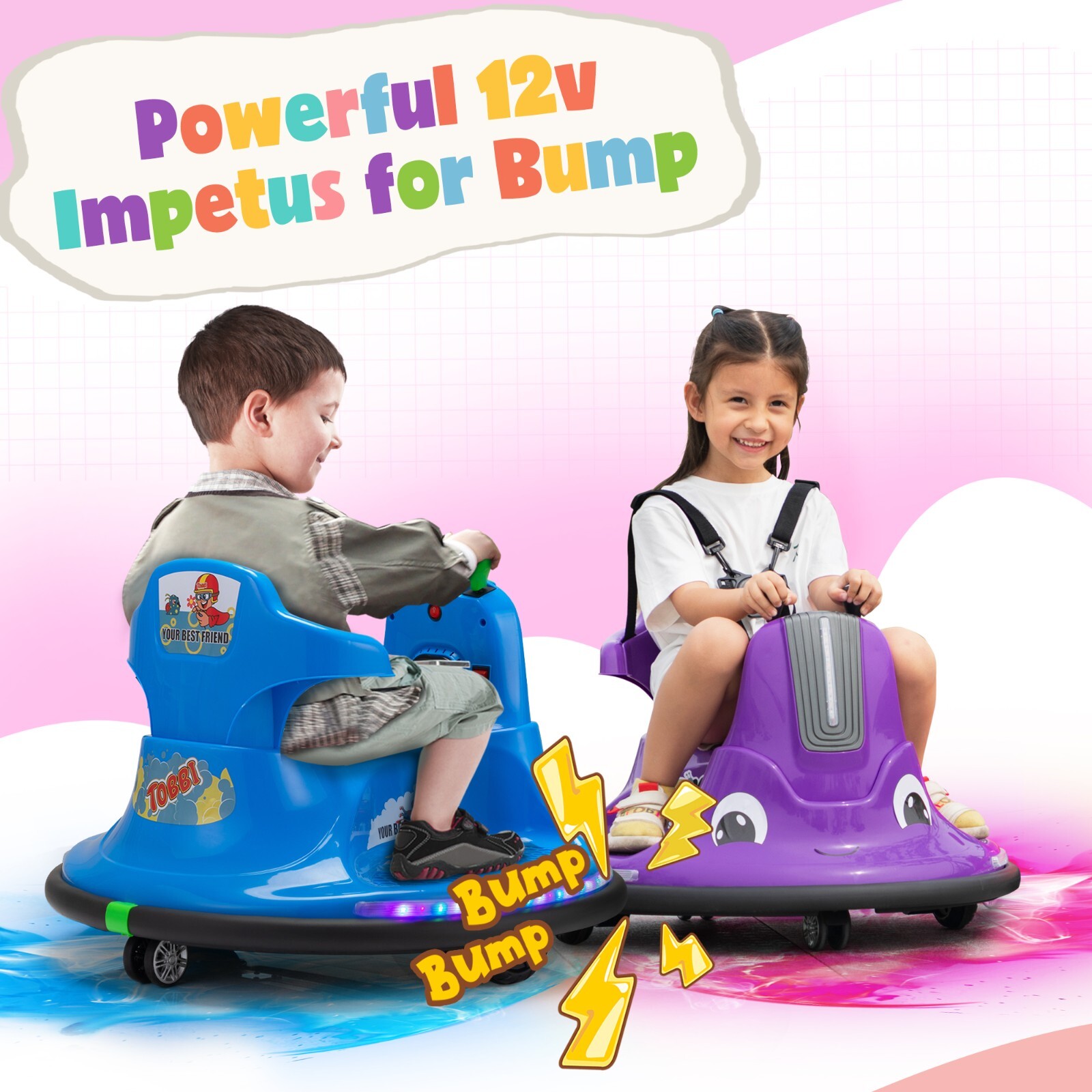 TOBBI Snail Bumper Car 12v Electric Kids Ride on Toy Battery Powered Vehicle