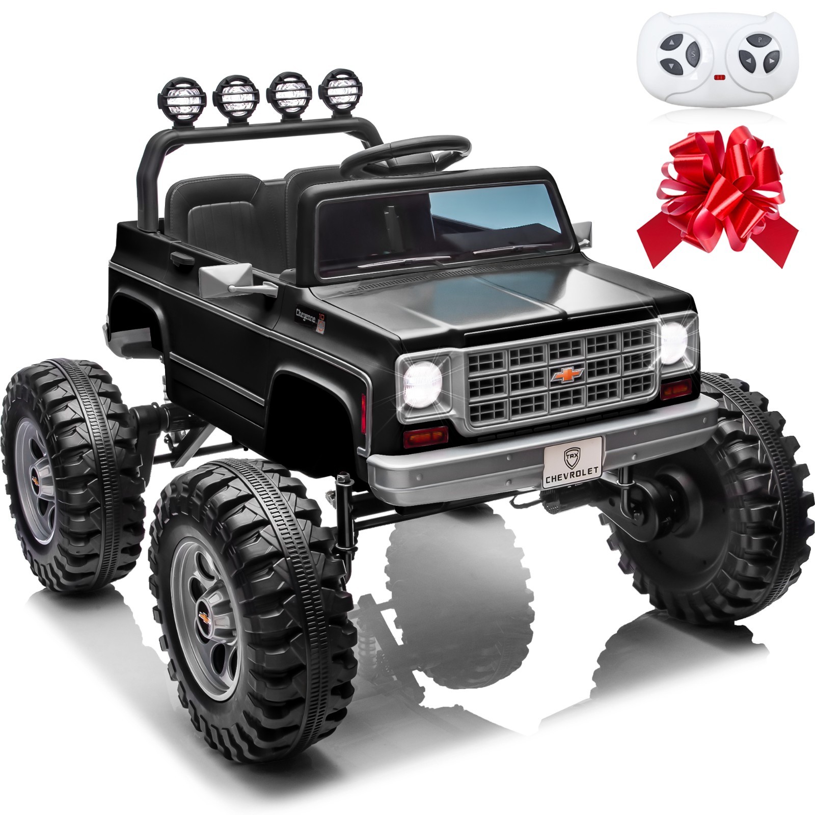 Kids Electric Ride On Truck Chevrolet Cheyenne 24V Remote Bluetooth LED Black