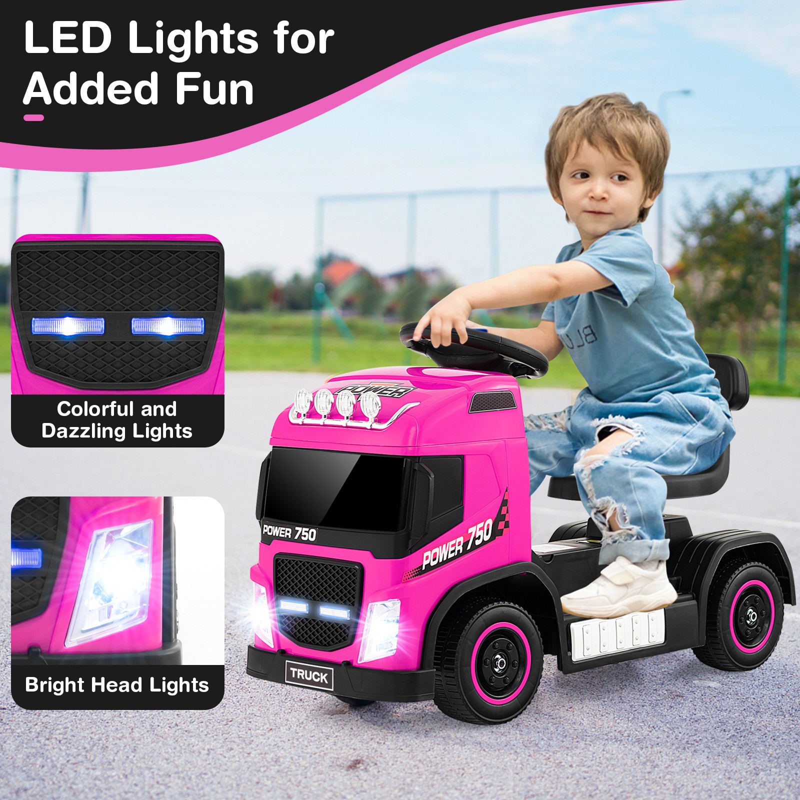 6V Kids Electric Ride-on Truck Battery Powered Ride-on Toy w/LED Lights