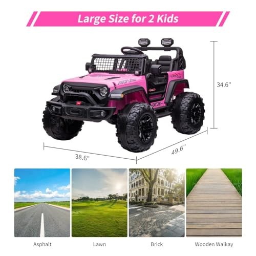 24V Kids Ride on 2 Seaters Electric Car with Remote Control, 2*120W 24v-pink