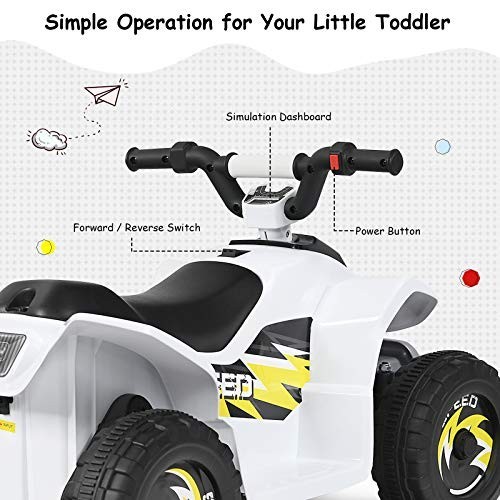 Costzon Kids 6V Battery Powered Electric ATV Ride On Quad White