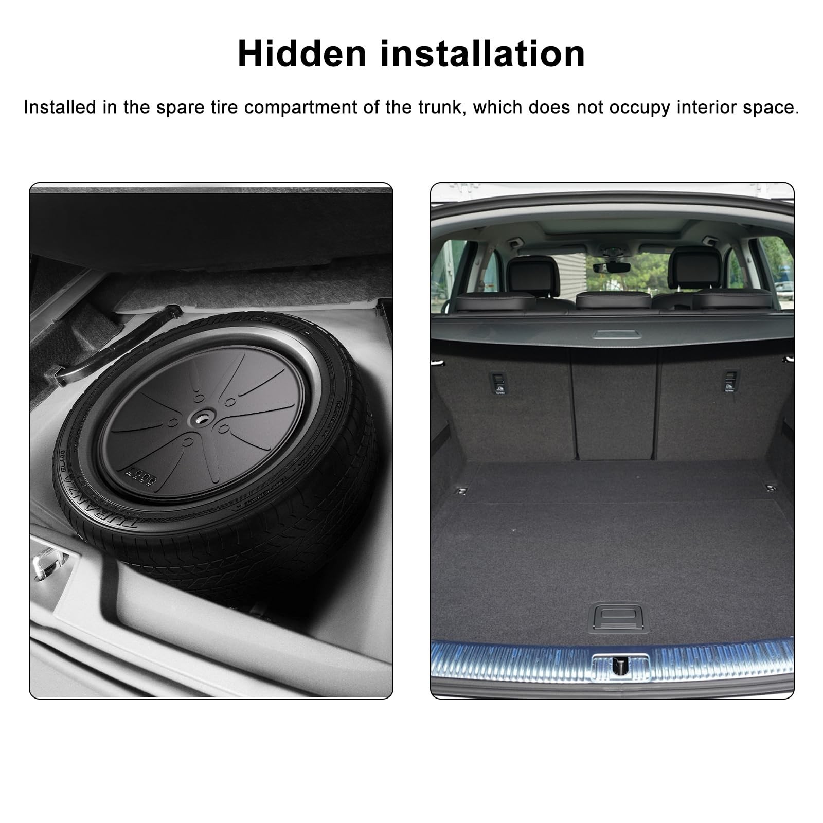 1200W Powered 12″ Car Subwoofer, Deep Bass, Anti-Theft Spare Tire Design, Plu…