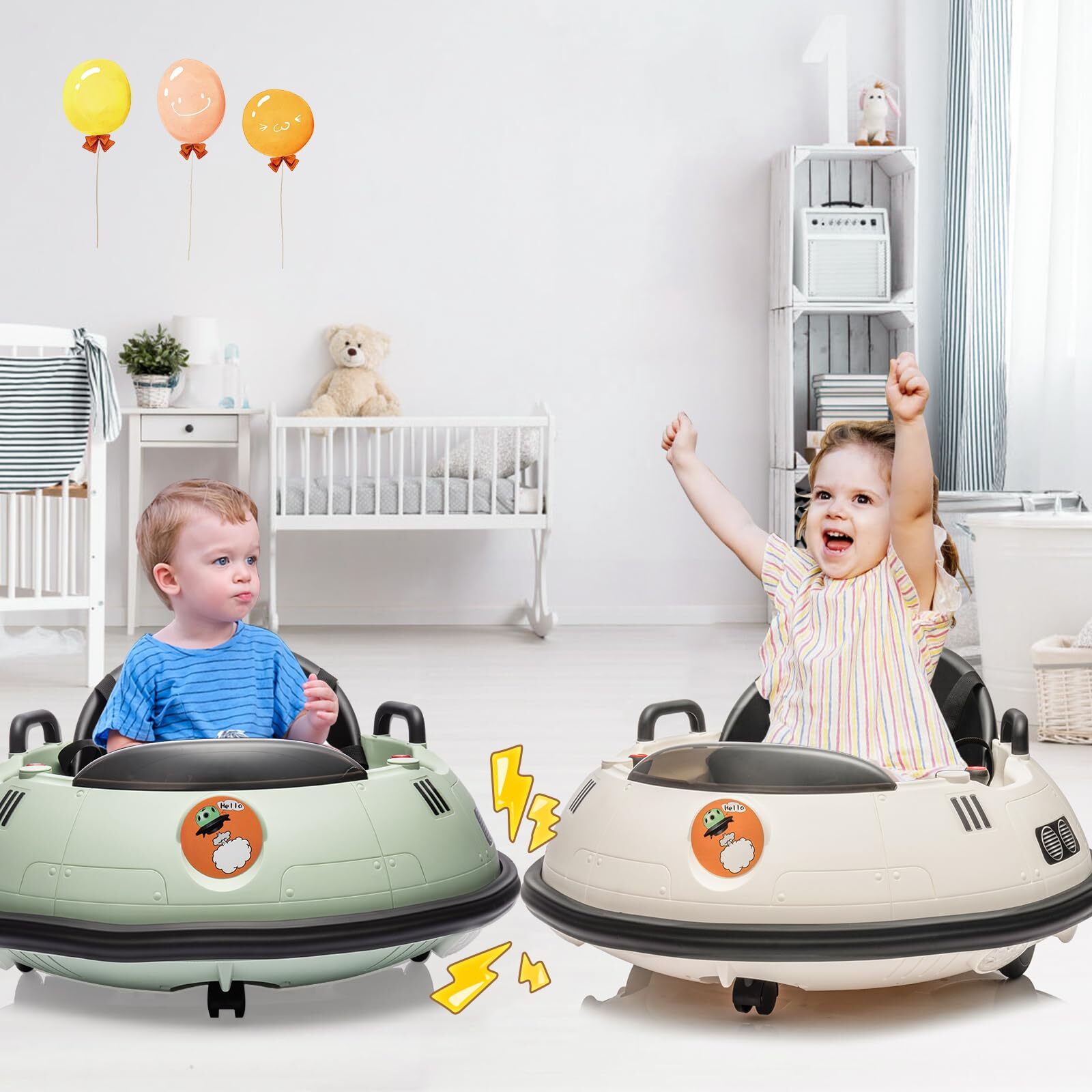 12V Ride on Bumper Car 360° Spin Toddlers Electric Fun Toys with Remote Control