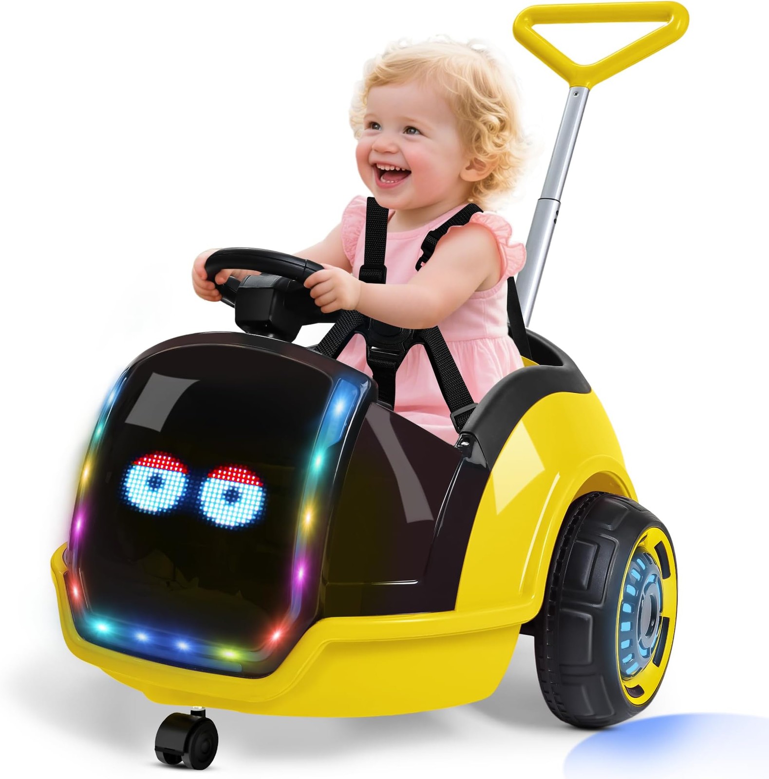 ANPABO 3-in-1 Electric Push Ride On Car, 12V Kids Ride On Toy w/Remote Contro…