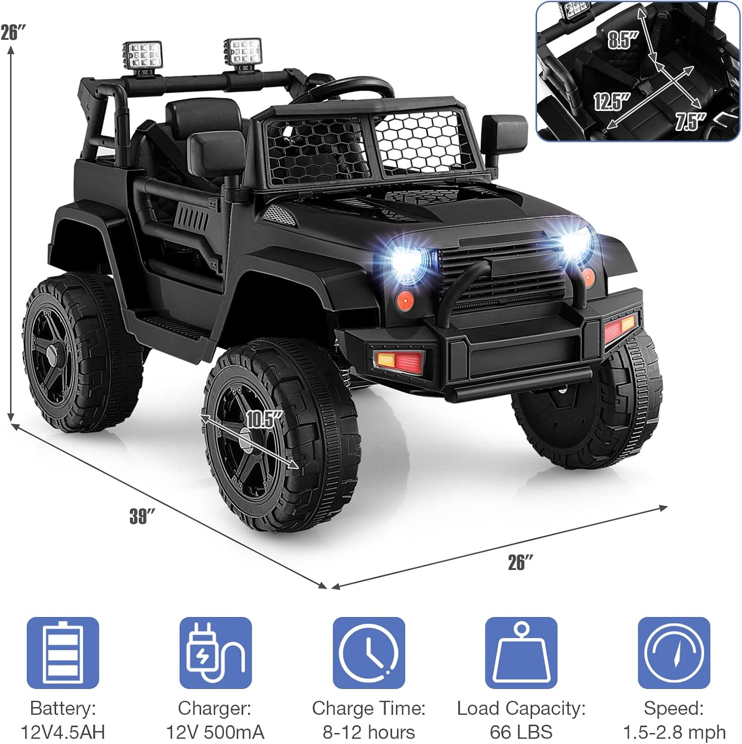Ride on Truck, 12V Battery Powered Vehicle Ride on Car with Remote Control, S…