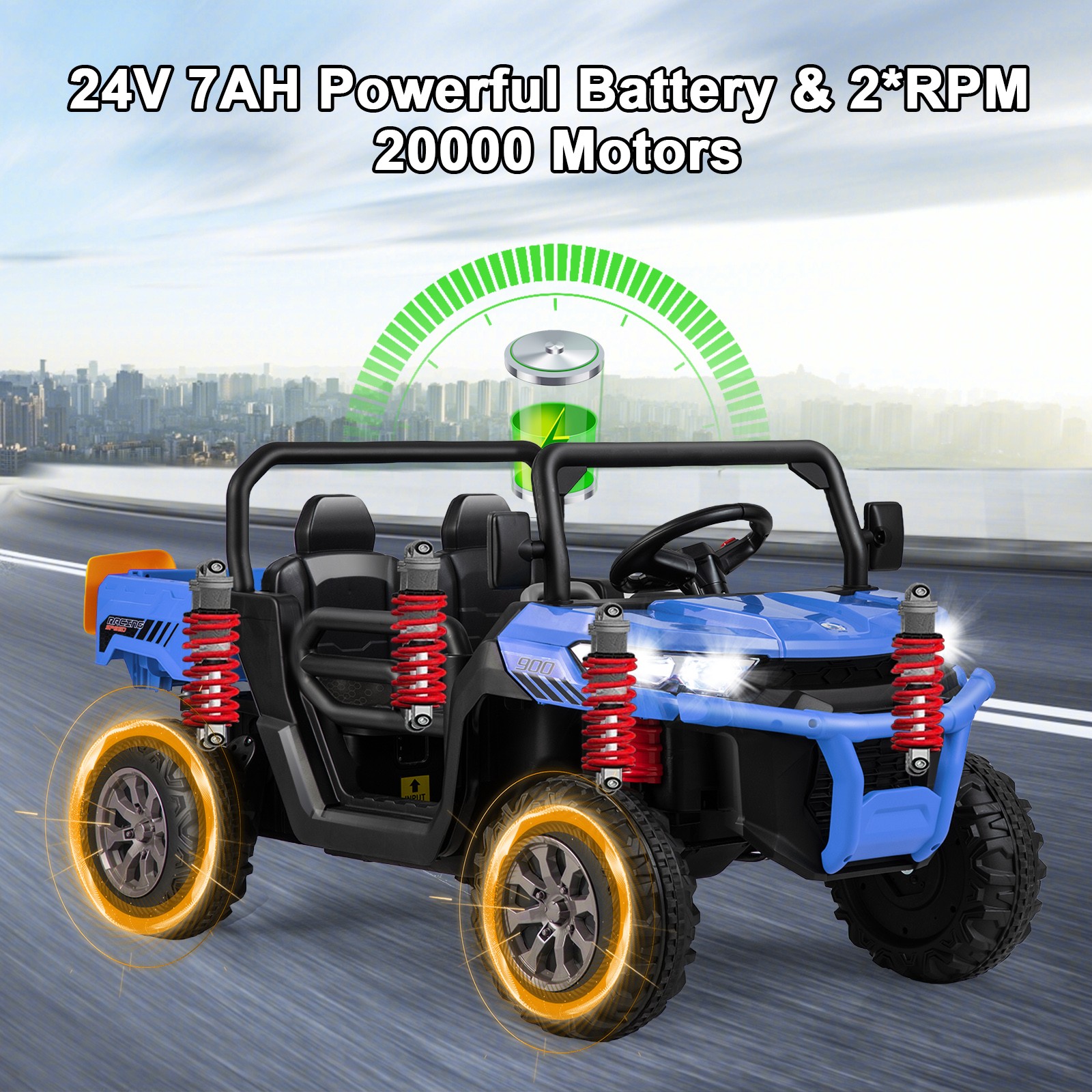 24V Kids Ride On Dump Truck 2-Seater Electric Truck w/ Remote Control Blue