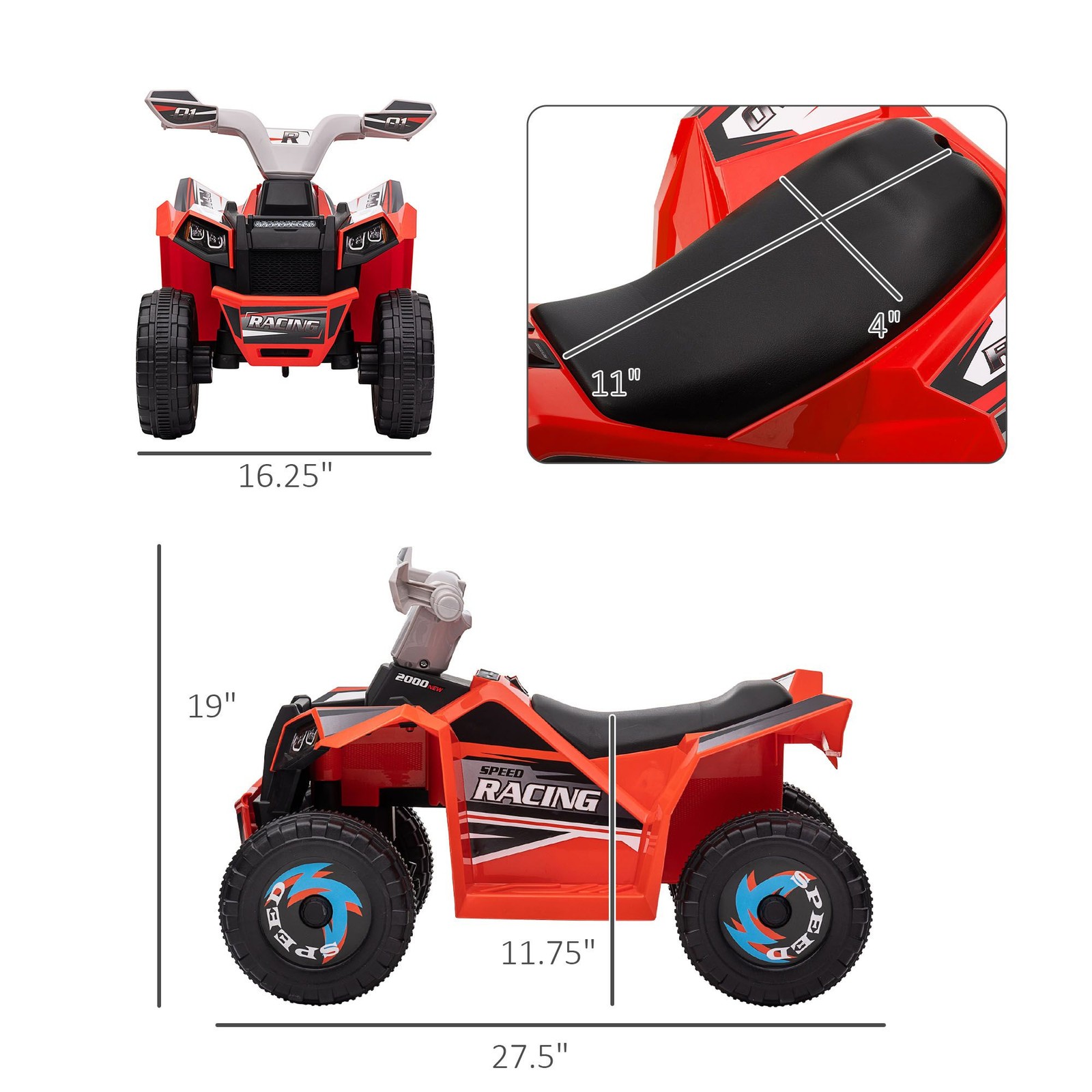 Lightweight Kids ATV 6V Ride-On with Reversing Option 55lb Red