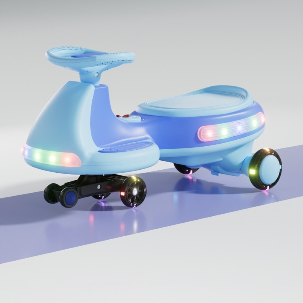 Dual Drive 2-in-1 Glide Car, Full Lights, Silent Wheels, Built-in Bluetooth