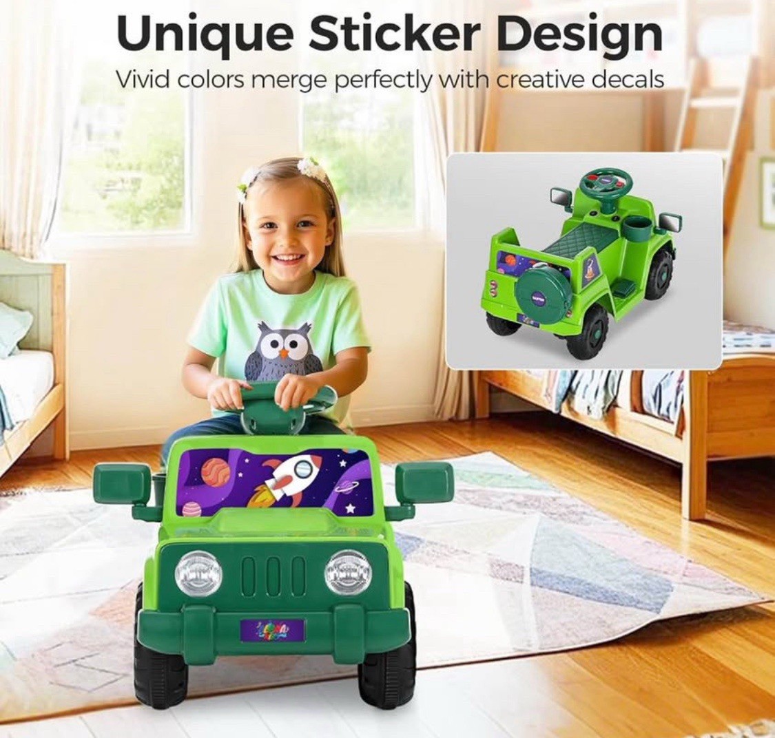 6V Interactive Electric Car for Toddlers, Stellar Galaxy Theme Wiggle Car