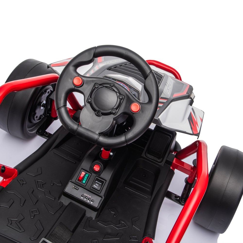 24V 400W Electric Ride on Toy Crazy Go Cart Drift Car 5-7.5 MPH for Kids 6-12