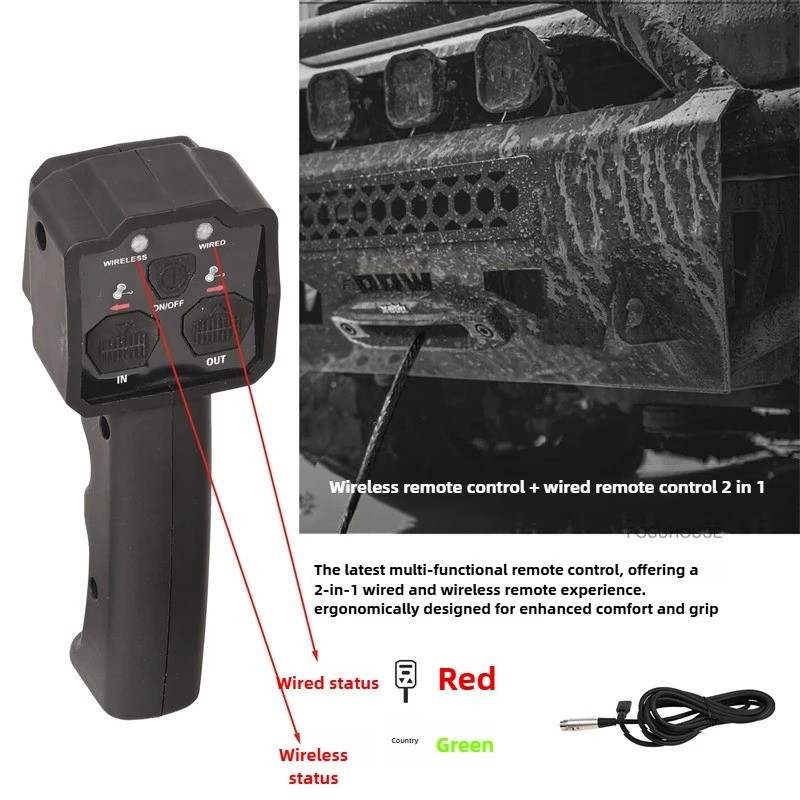 12V Portable Vehicle Self-Rescue Electric Silent Integrated Winch 13,500 Lbs