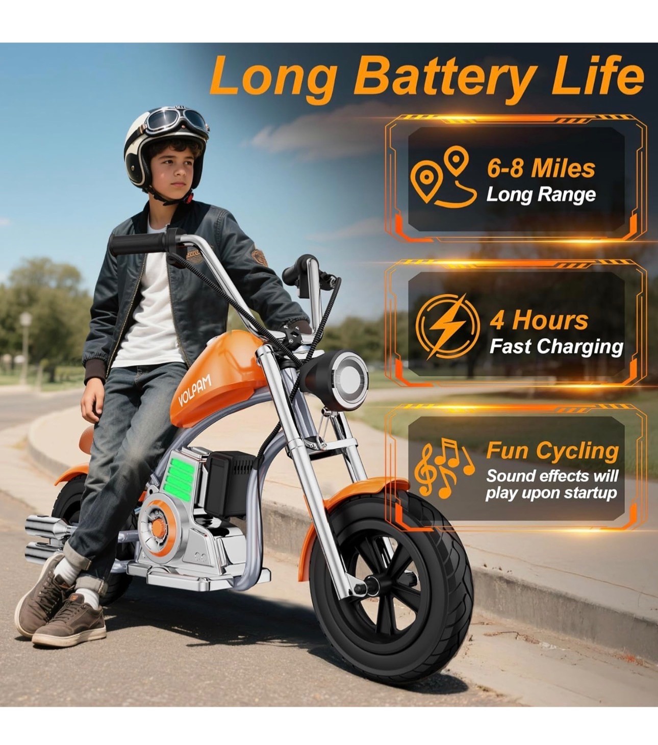 Kids Electric Dirt Bike 24V, LED Lights, Rear Brake, Leather Seat, Up to 10MPH