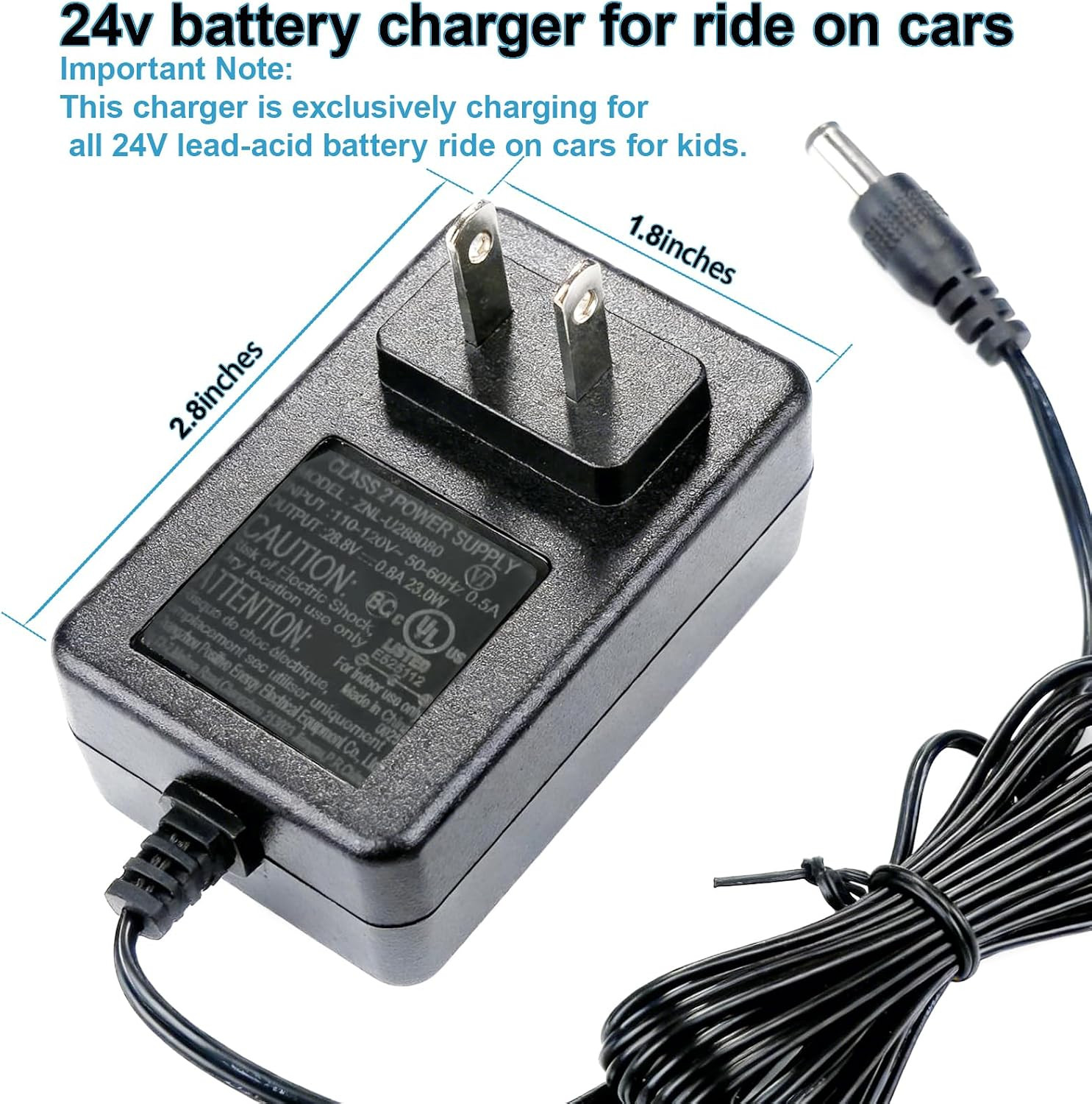 24 Volt Charger for Kids Ride on Toys Cars, 24V Battery Charger | for Children R