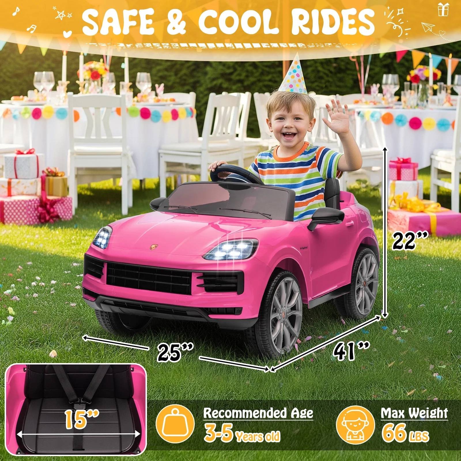 12V Licensed Porsche Cayenne Electric Ride on Car Toy for 3-5 years Kid Toddler