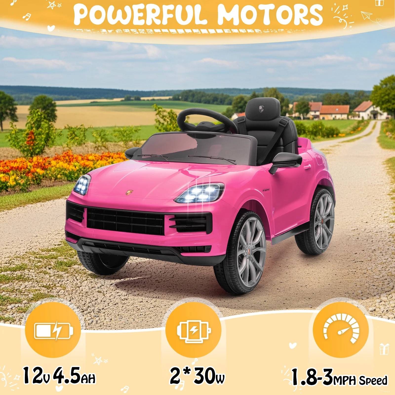 12V Licensed Porsche Cayenne Electric Ride on Car Toy for 3-5 years Kid Toddler