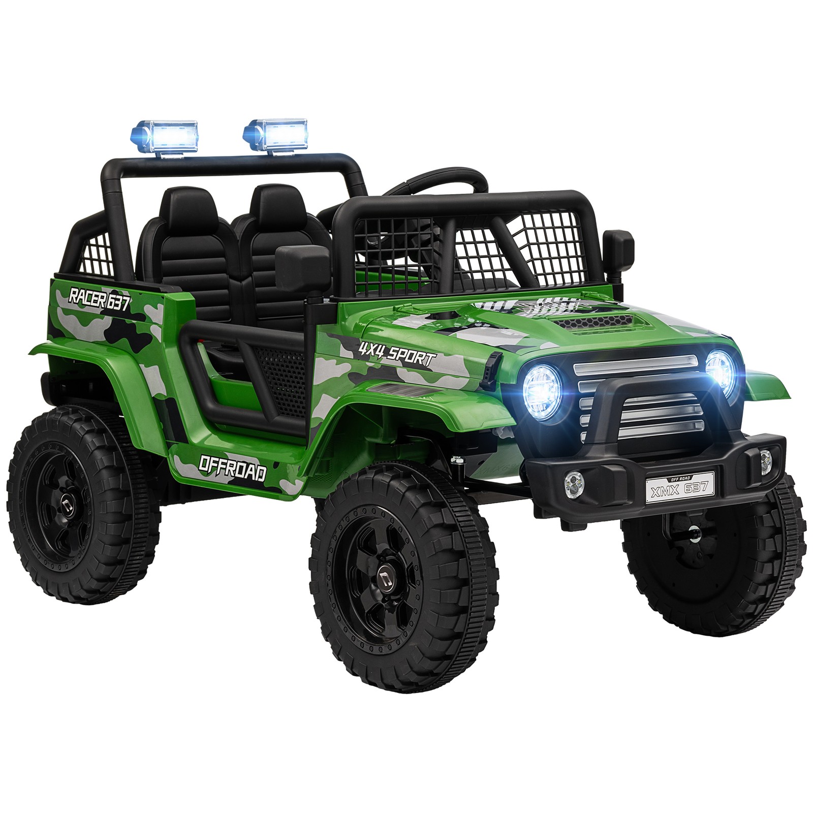 12V Ride on Car, Ride on UTV Truck w/ 4 Suspension Wheels, Green