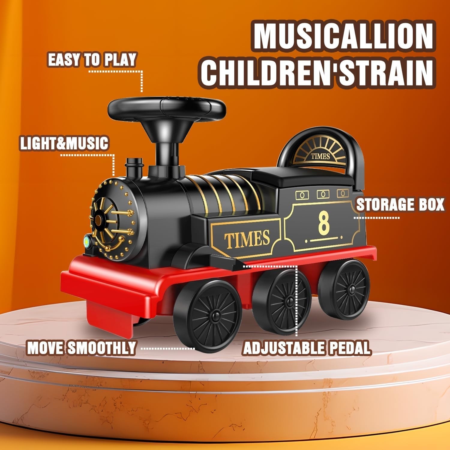 Ride on Train Toys Electric TrainSet with Track 2 Seaters Cargo Car,Music,Light