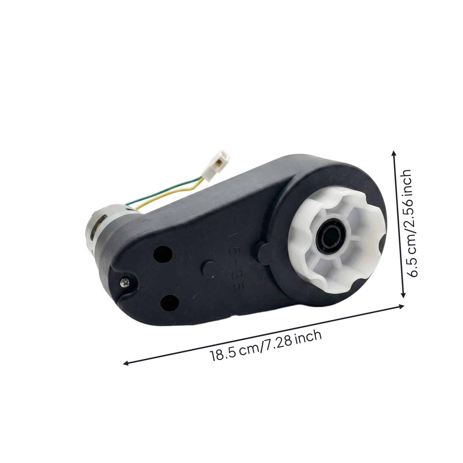 24V Motor Gearbox Black Housing Auto Part White Output Gear