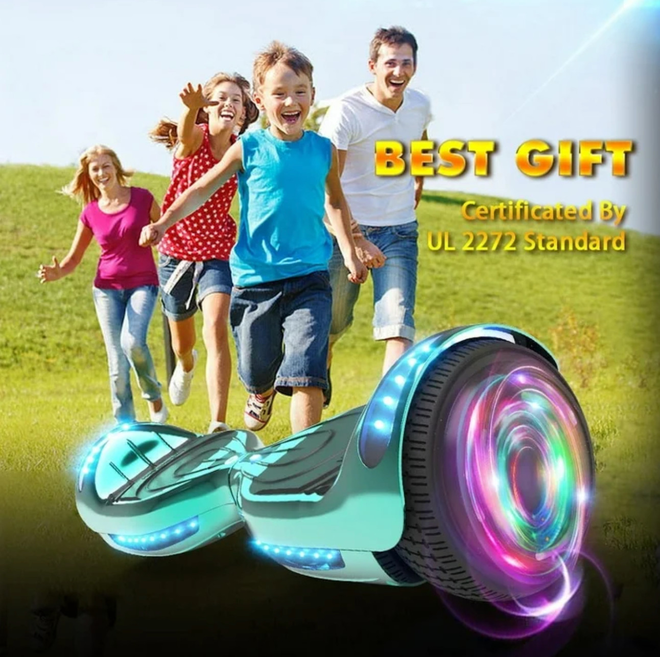 Hoverstar 2.0 Electric Balance Wheel 6.5 inch LED Flash Wheel Turquoise