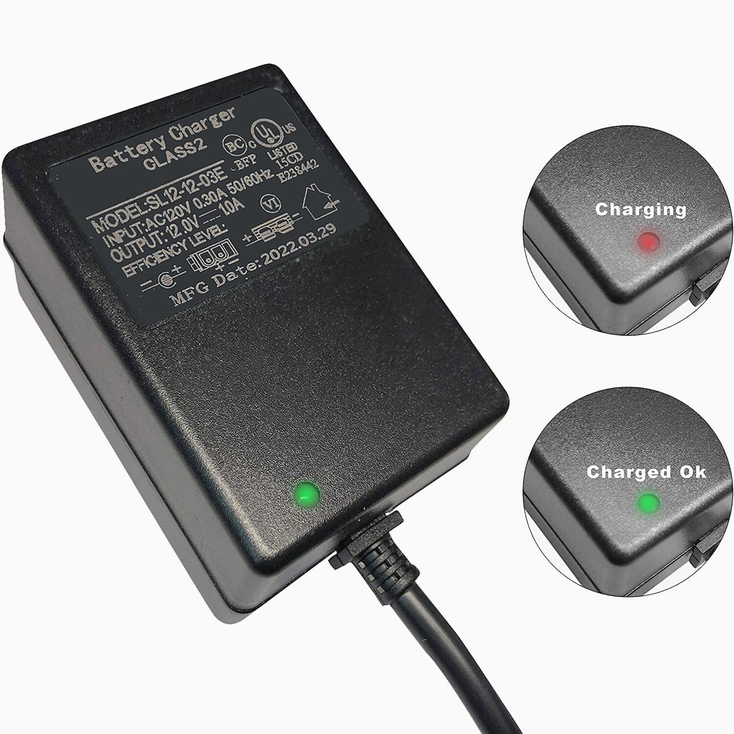 FLHFULIHUA12 Volt Charger for Kids Ride On Car Toys12v Battery Charger for Ya…
