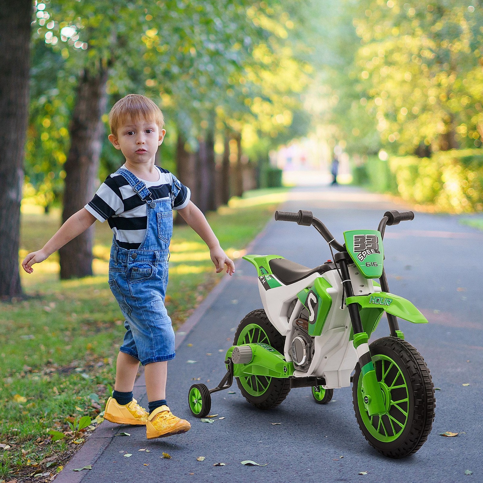 Rechargeable Ride-On Motorbike 12V 66lb Load 3-5 Years Green