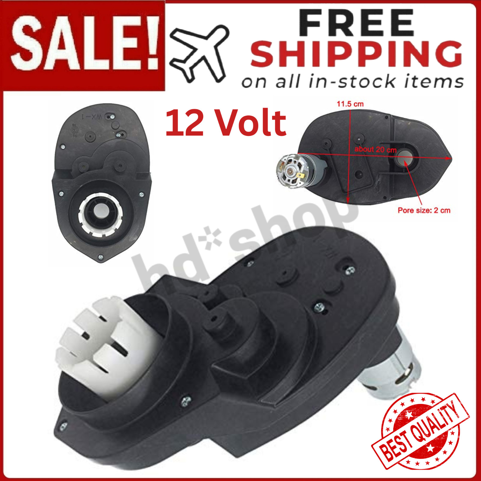 Gearbox 12 Volt 30000RPM for Power Wheels, 12V Motor 30000RPM for Dune Race Ford