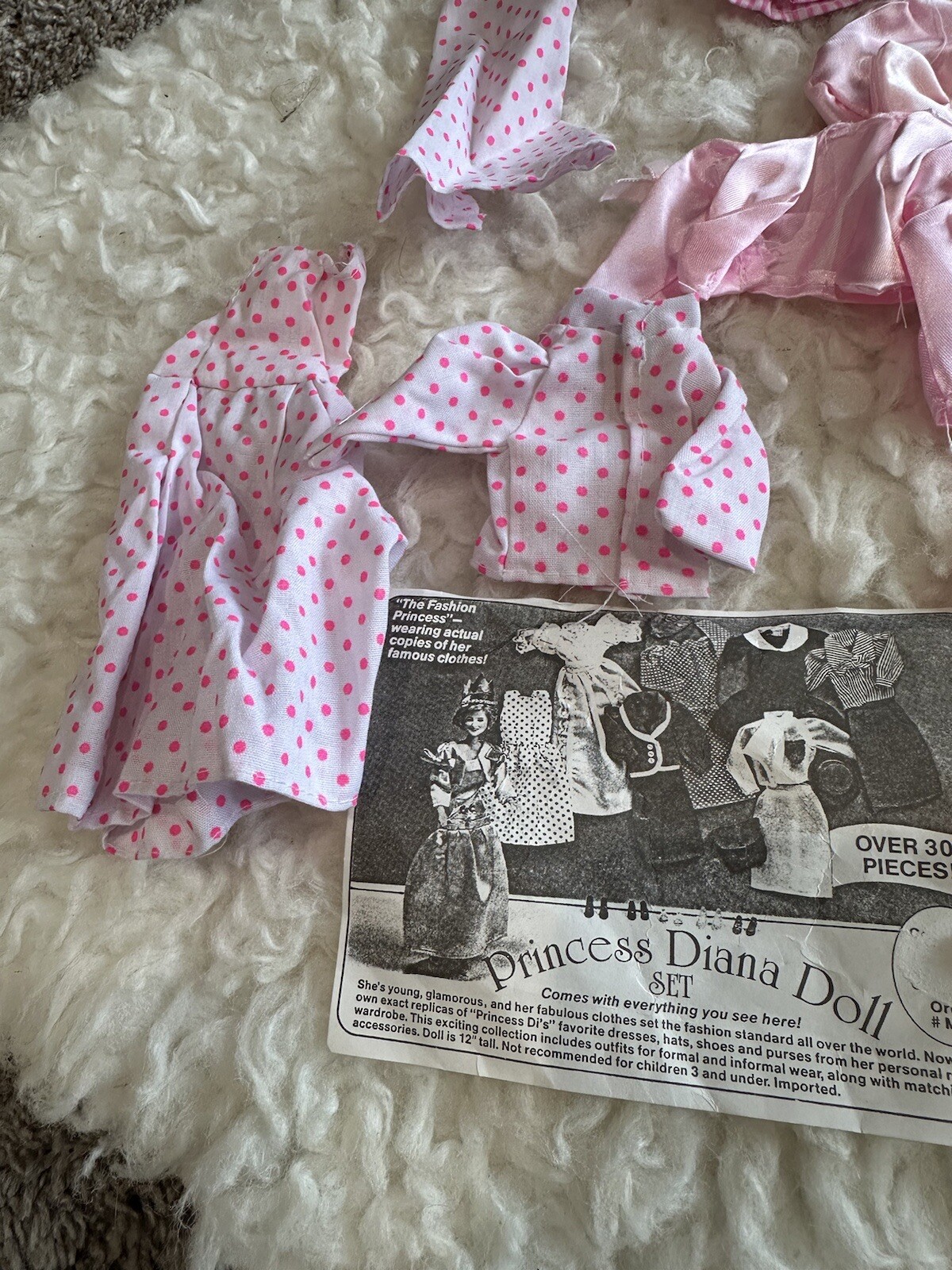VTG Princess Diana Doll Wardrobe And Doll Set