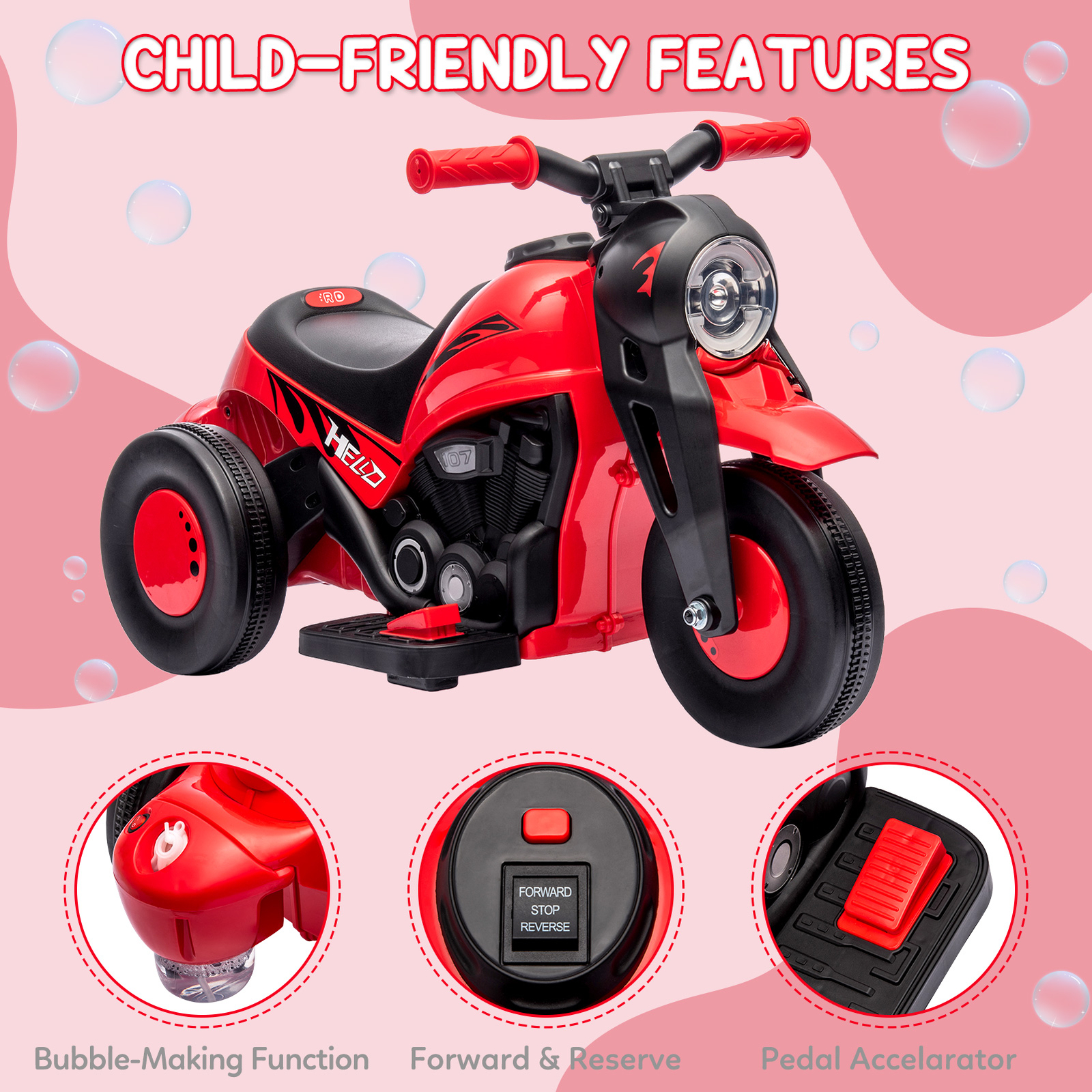 Kids Electric Motorcycle 6V Battery Powered Ride On Motorbike Toy for Boys Girls