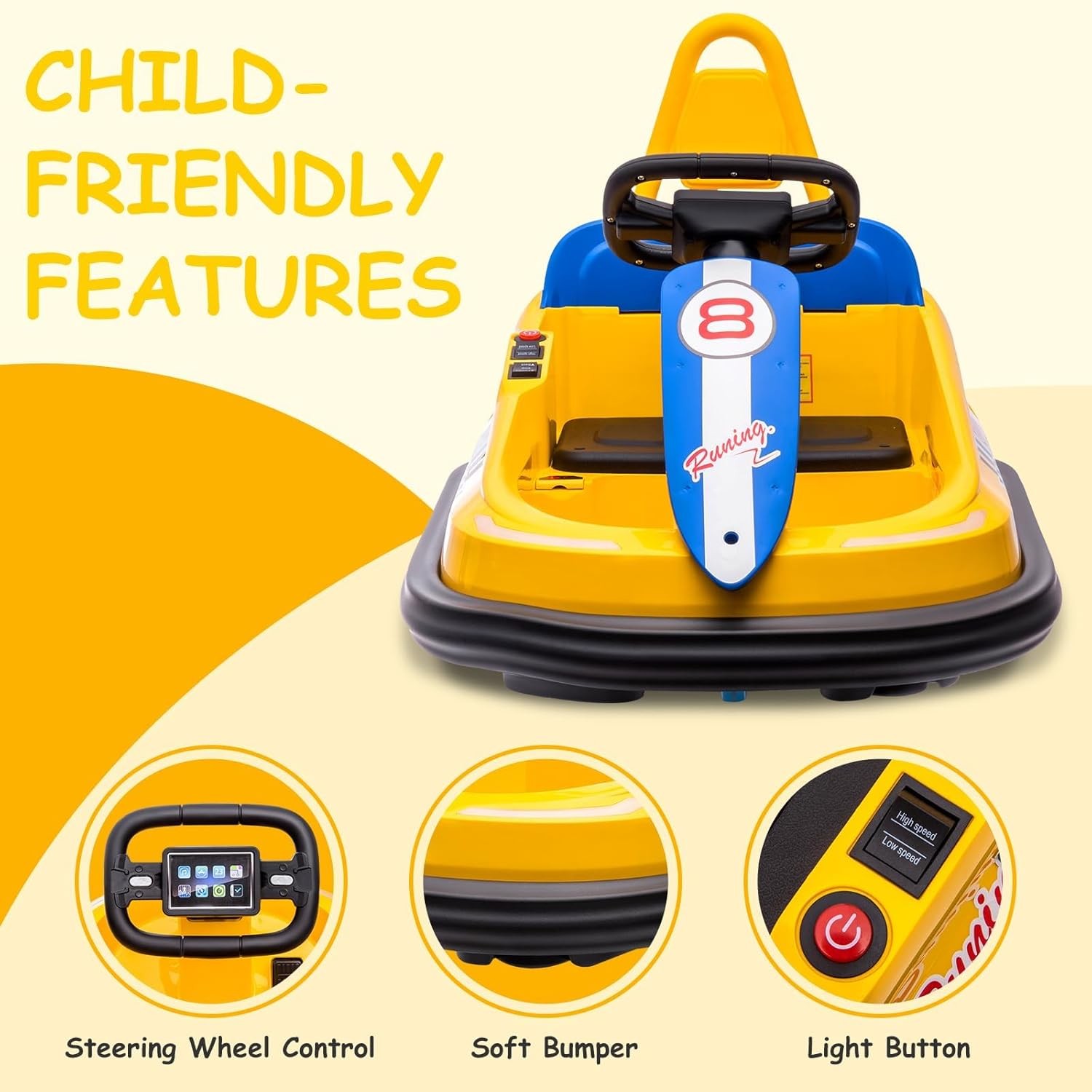 Ride on Toy Kids Bumper Car 360° Rotation 6V Electric Ride On Bumper Ages 1.5-6