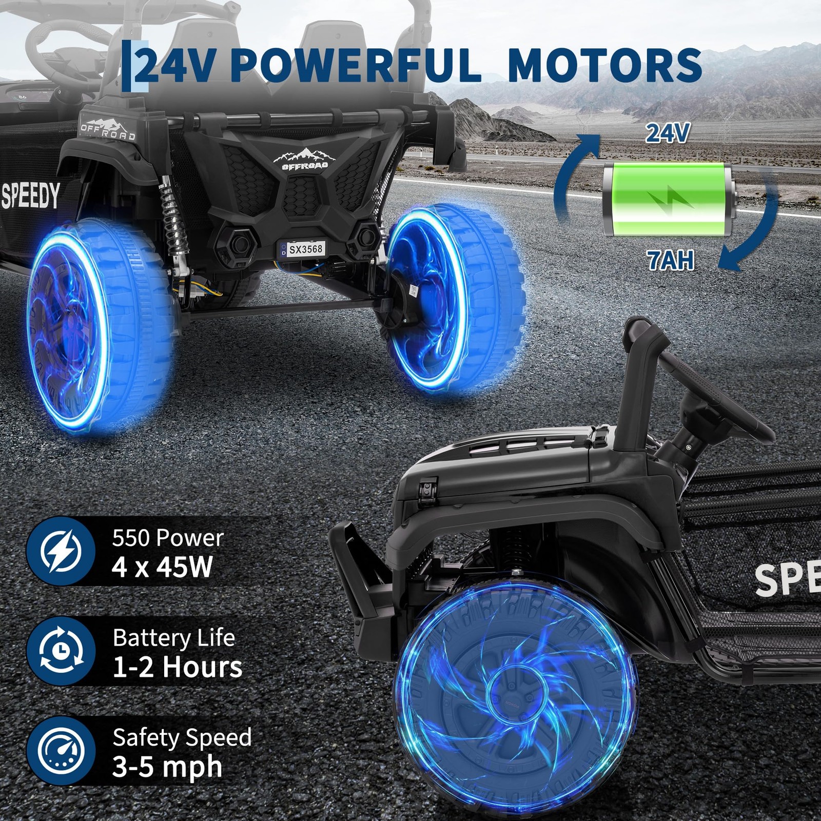 24V 4WD Ride on UTV for Big Kids, Off-Road Truck w/ Remote & Steel Frame