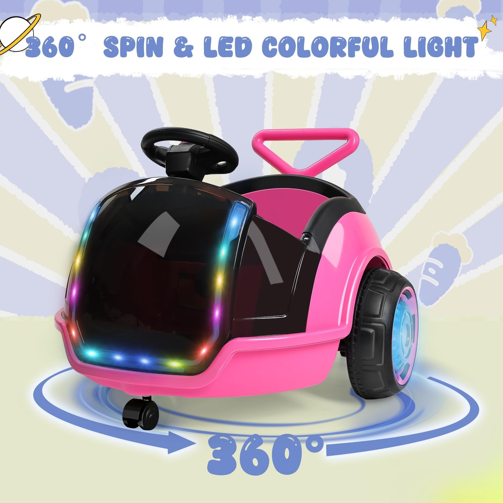 ANPABO 3-in-1 Electric Push Ride On Car, 12V Kids Ride On Toy w/Remote Contro…