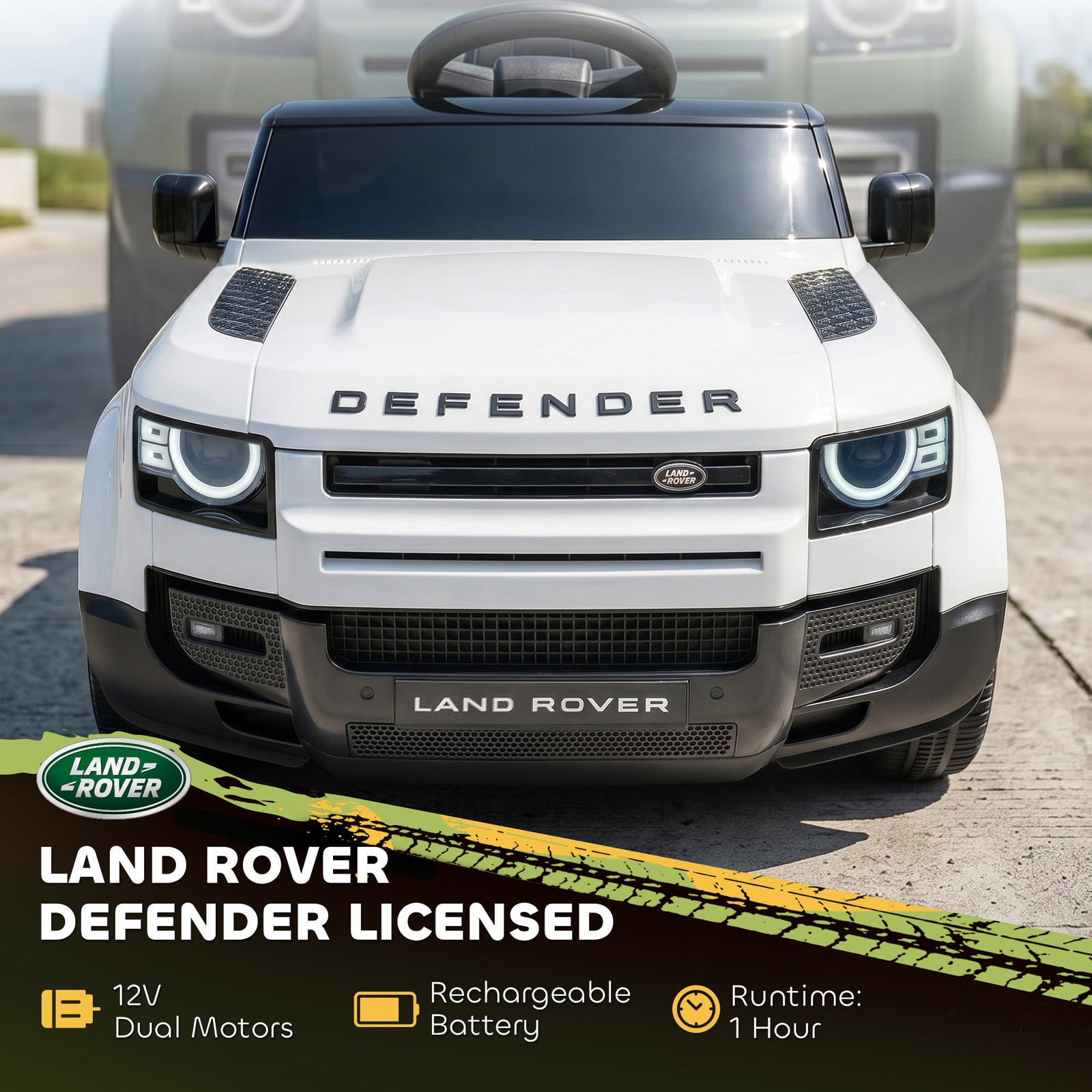 Qaba 12V Ride on Car Licensed Land Rover with Suspension & Remote, White