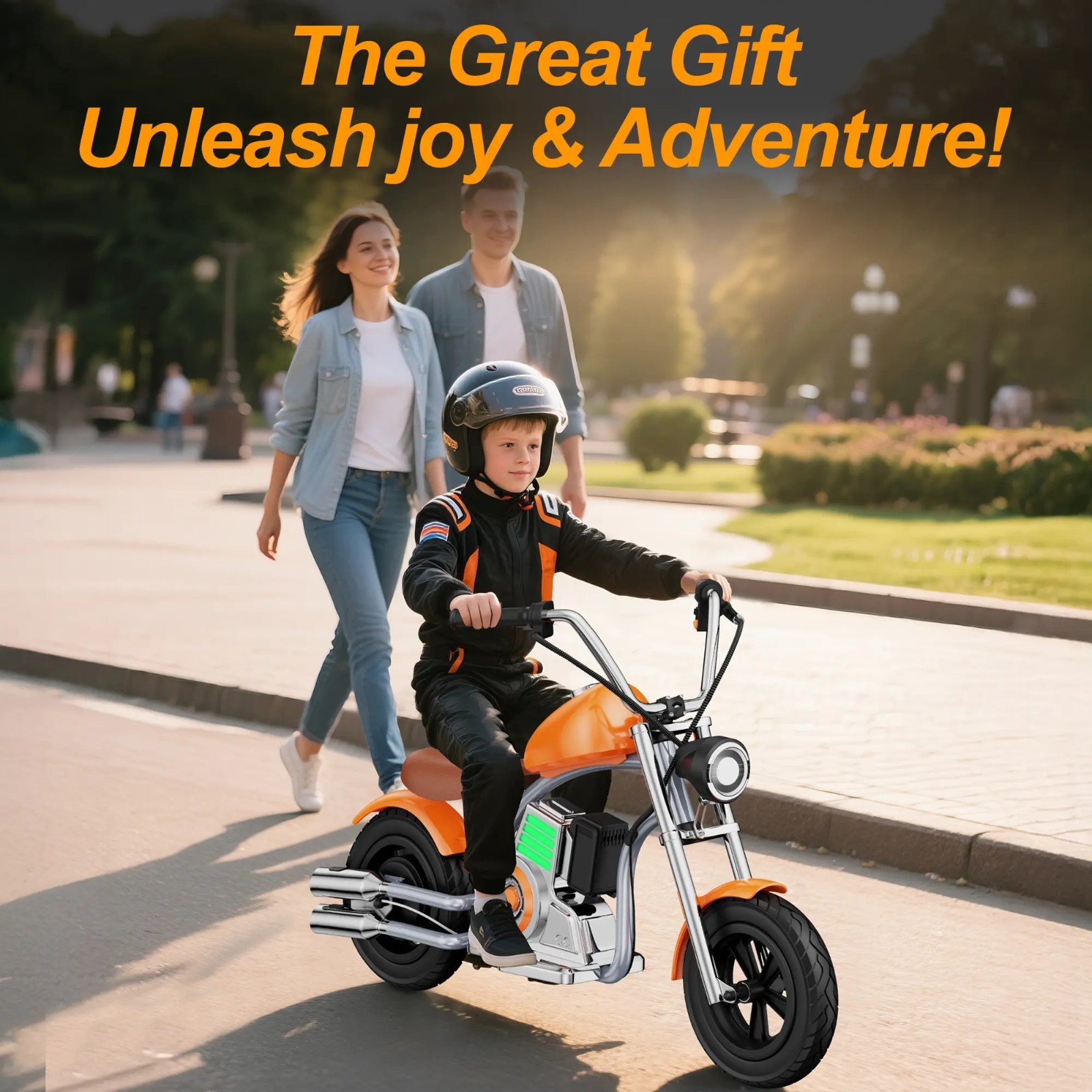 Kids Electric Motorcycle for Ages 5+,Kids Motorcycle with Ambient Lighting 10MPH