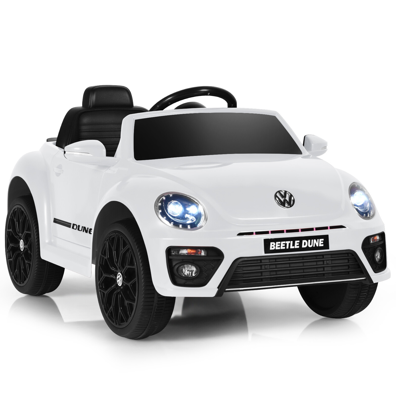 12V Kids Ride On Car Licensed Volkswagen Beetle w/ Remote Control & Music White