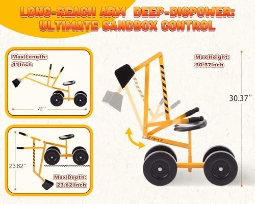 Albott Ride On Sand Digger Excavator Toys Working Crane with 8 inches Wheels …