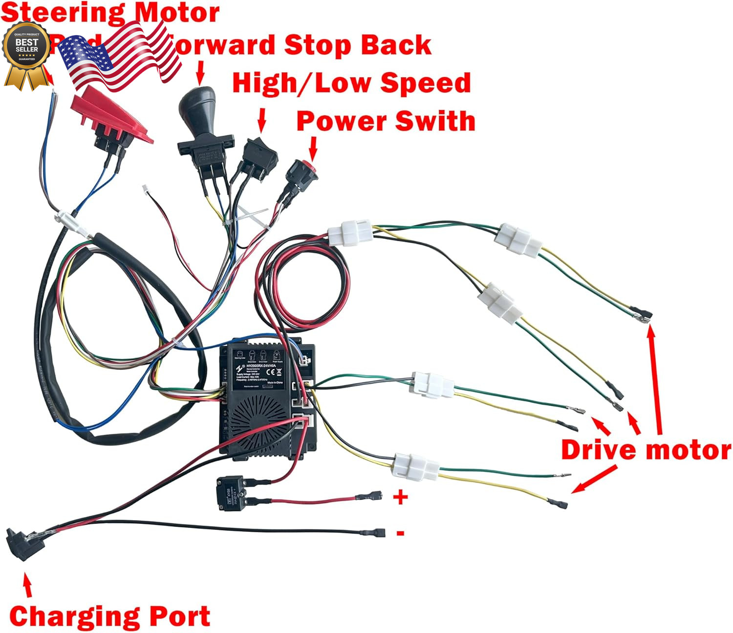24 Volt DIY Wires Harness Conversion Kit for Kid’s Ride On Toys Car 2.4G Set