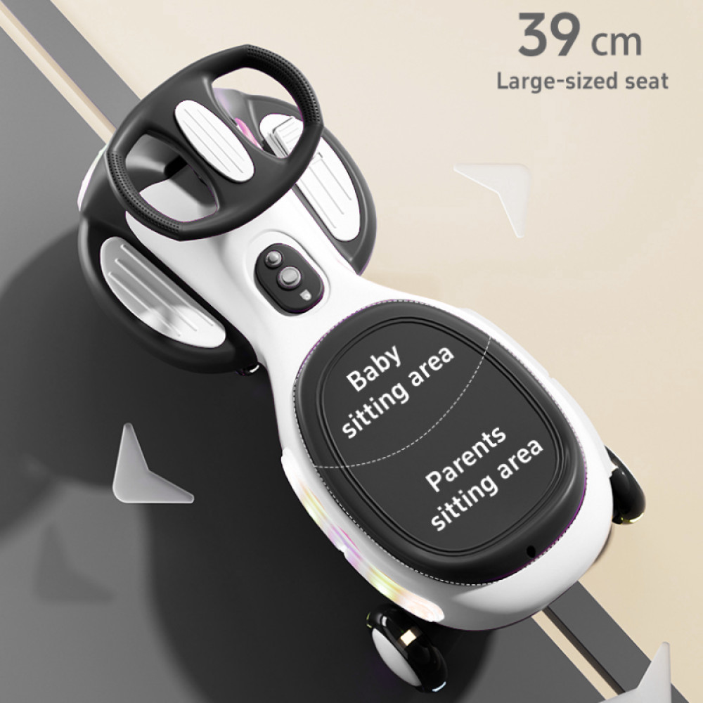 Anti-Rollover Electric Wiggle Car, LED & Music, Indoor Outdoor Use for Kids 3+
