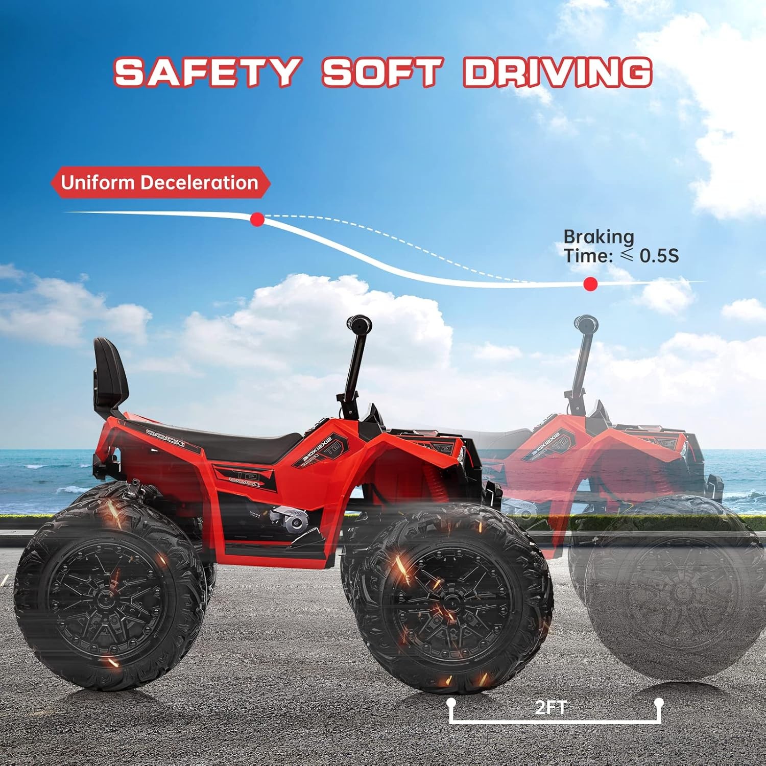 Kids ATV 24V Ride on Car 4WD Quad Electric Vehicle 4x80W 7AHx2 Battery LED Toy