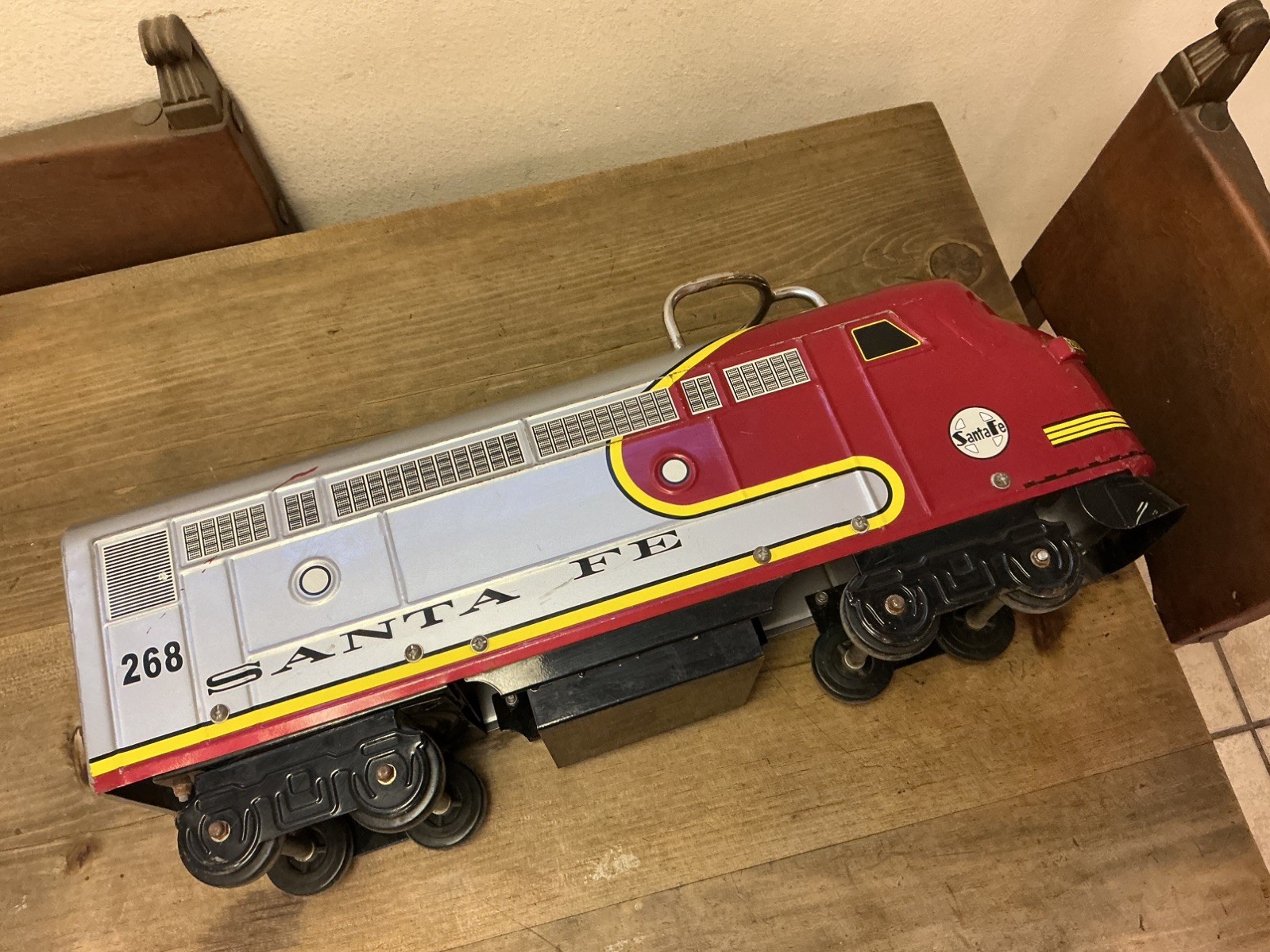 Santa Fe Toddler Ride On Train By Morgan Cycle Discontinued Metal Collectable