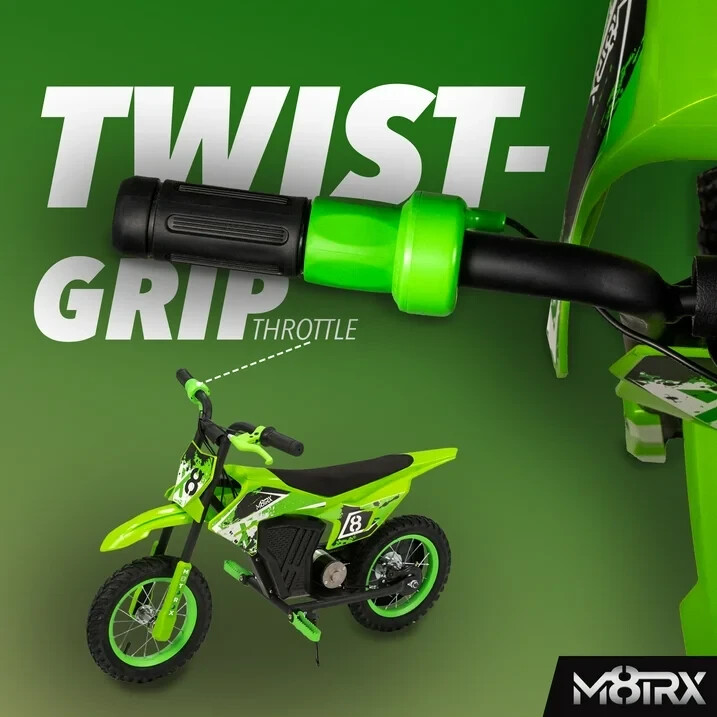 Kid’s 12V Electric-Powered Mini Dirt Bike, Ride-On Toy, Ages 5+, Green