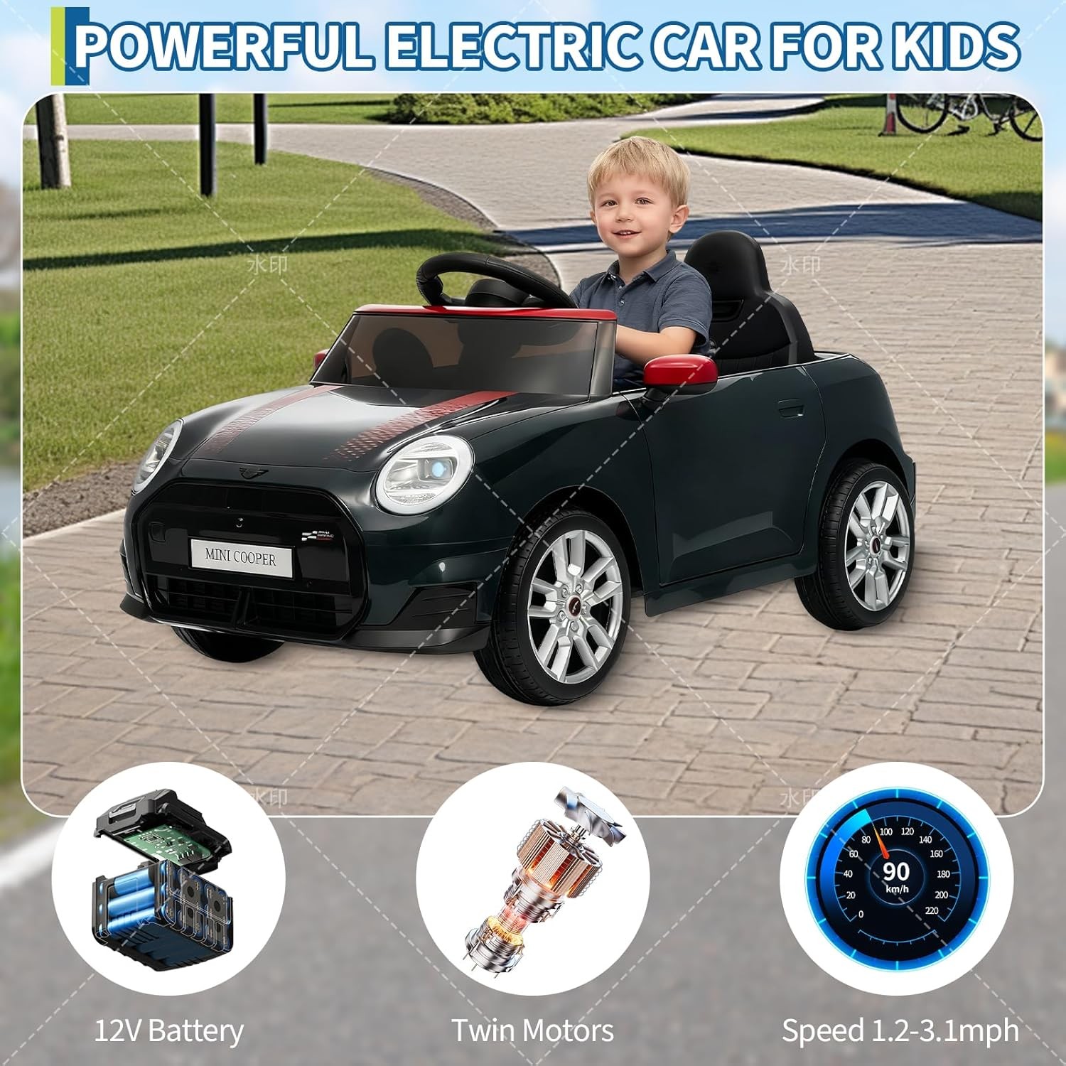 12V BMW Mini Cooper Licensed Ride on Car,Electric Ride on Toy,4.5Ah Battery New