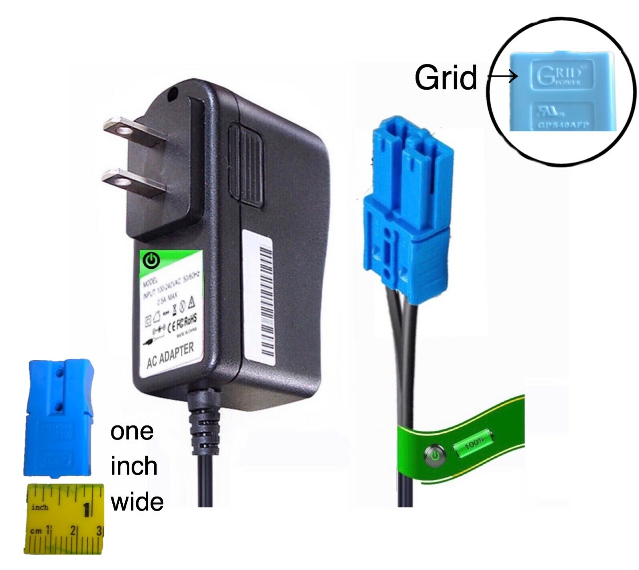 12V Grid Charger for Kid Trax Cat Dump Truck Minnie Mouse Coupe Marvel Hulk UTV