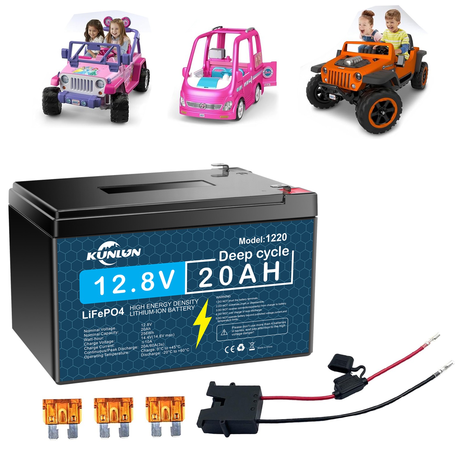 12V 20Ah LiFePO4 Rechargeable Battery for Fisher-Price 12 Volt Power Wheels