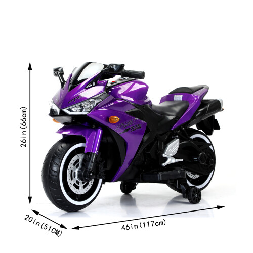 Kids Ride On Dirt Bike 12V Electric Motorcycle for Child Training Wheels Purple