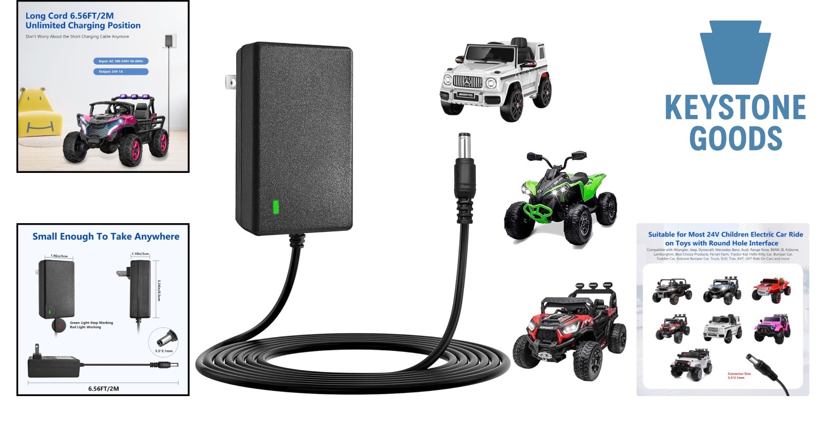 Universal 24V Kids Ride-On Vehicle Charger – Overvoltage & Short Circuit Prot…