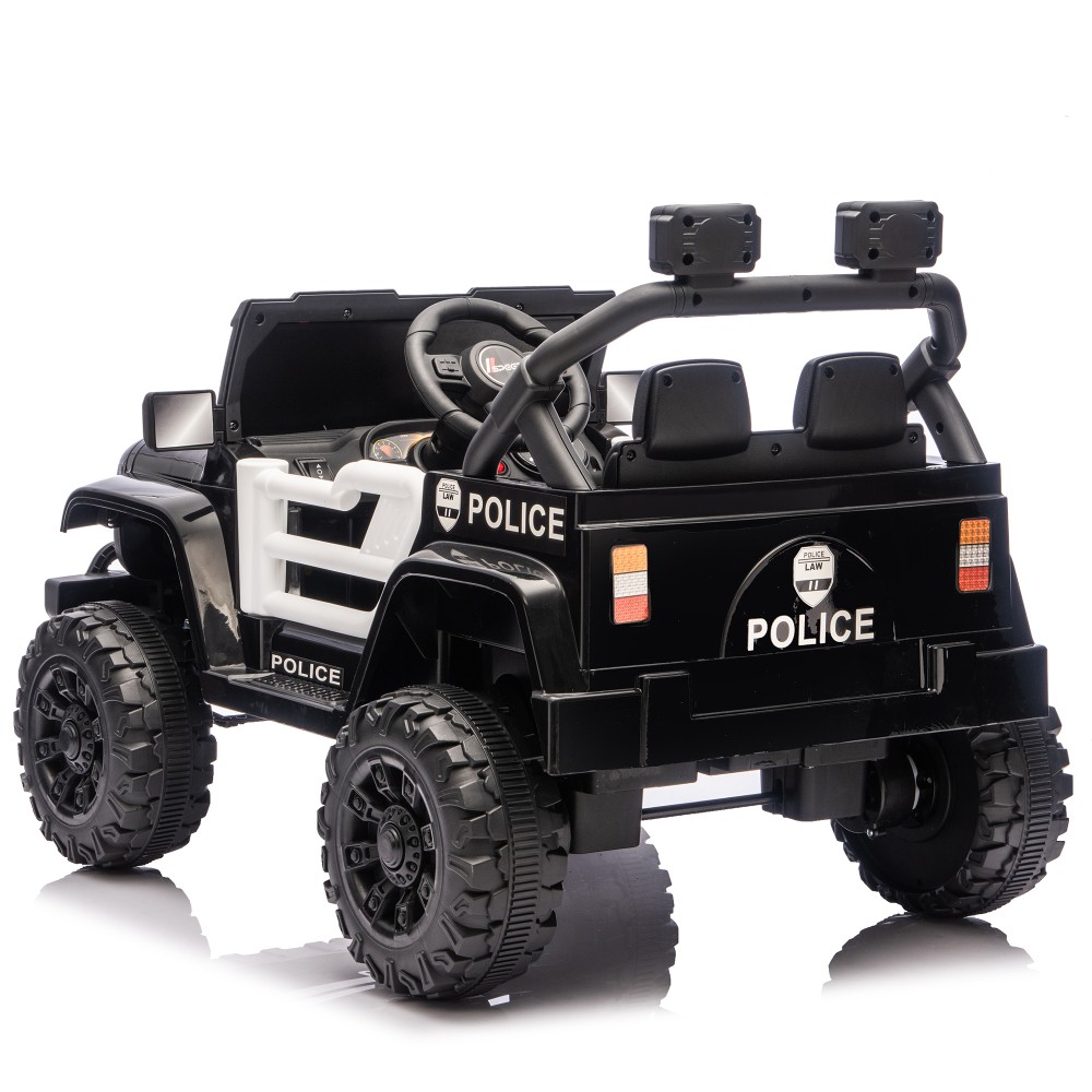 12V Kids Police Ride On Car, Dual Drive Suspension Bluetooth Music